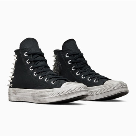 Converse platform Taylor All Star 70 High Top Sneaker Black and White with Studs - Picture 3 of 17
